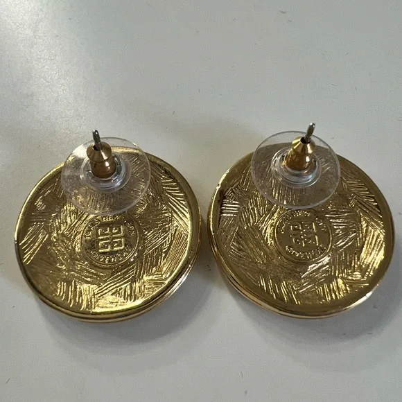 Givenchy vintage logo rare pierced earrings - Picture 3 of 11
